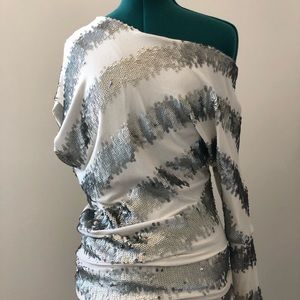 sequin off the shoulder minidress